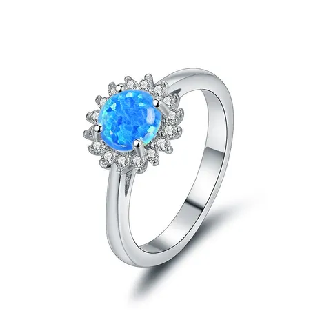 Europe and the United States Fashion Blue Opal Ring Personalized Charm - Plated Brass jewelry made by BlueOne Jewelry
