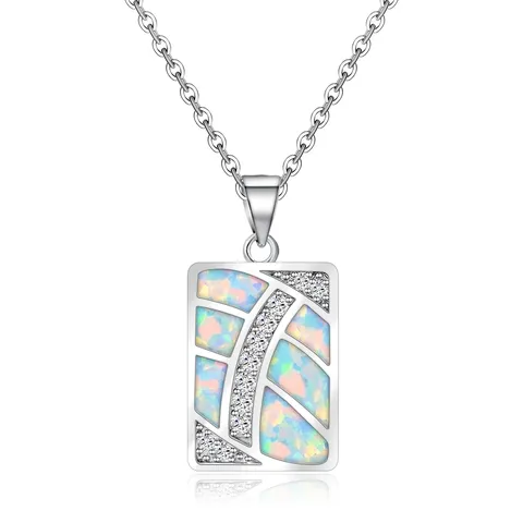 Europe and the United States Fashion Opal Men Rectangular Pendant Jewelry Pendant Necklace - Plated Brass jewelry made by BlueOne Jewelry