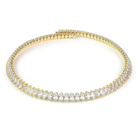 Europe and the United States Fashion White Zirconia Collar Full Zirconia Necklace - Plated Brass jewelry made by BlueOne Jewelry
