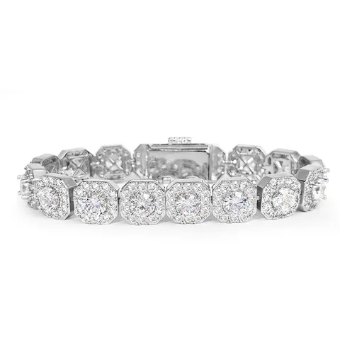 Europe and the United States Hip-hop Bracelets High-quality Micro-encrusted Zirconia Geometric - Plated Brass jewelry made by BlueOne Jewelry