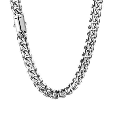Europe and the United States Hip-hop Stainless Steel Necklace Spring Clasp - Stainless Steel jewelry made by BlueOne Jewelry