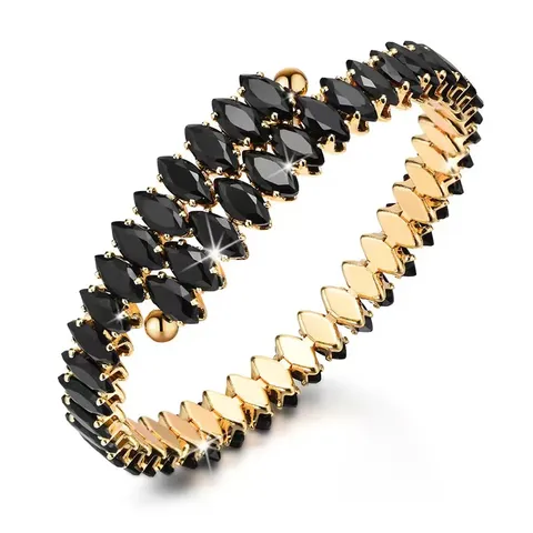 Europe and the United States Copper Bracelet Black Zirconia Bracelet Simple - Brass jewelry made by BlueOne Jewelry