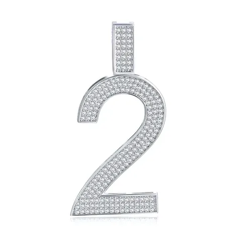 Europe and the United States Digital Pendant Micro-set Zirconia Pendant Digital Pendant Necklace - Plated Brass jewelry made by BlueOne Jewelry