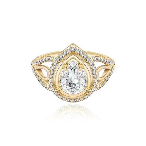 Europe and the United States Fashion Personality Egg-shaped Zirconia Ring Female - Plated Brass jewelry made by BlueOne Jewelry