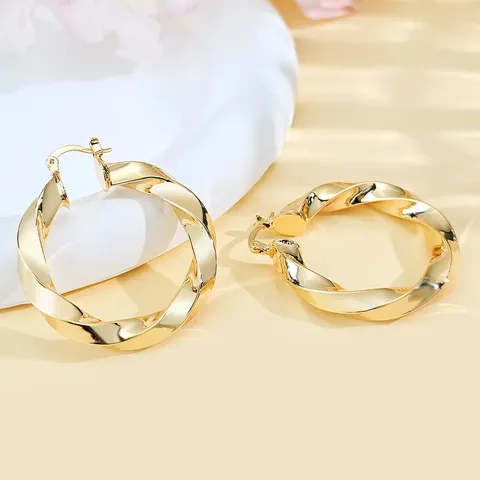 Plated Brass Europe and the United States Jewelry Sell-through Earrings Twist Earhook Earrings - Plated Brass jewelry made by BlueOne Jewelry