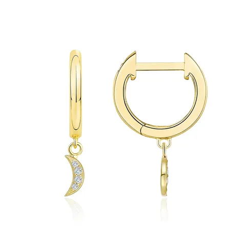 Europe and the United States Earrings Moon Shape Geometric Diamond Earrings - Plated Brass jewelry made by BlueOne Jewelry