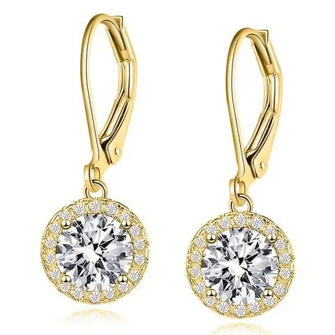 Europe and the United States Light Luxury Temperament Earrings Micro-set Zirconia - Plated Brass jewelry made by BlueOne Jewelry