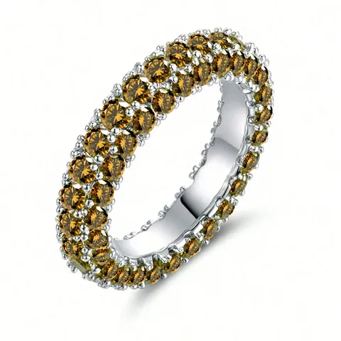 Europe and the United States Simple Three-sided Zirconia Design Sense Ring - Plated Brass jewelry made by BlueOne Jewelry