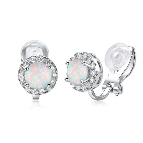 Opal Europe and the United States Jewelry Without Ear Holes Ear Clips Stud Earrings - Plated Brass jewelry made by BlueOne Jewelry