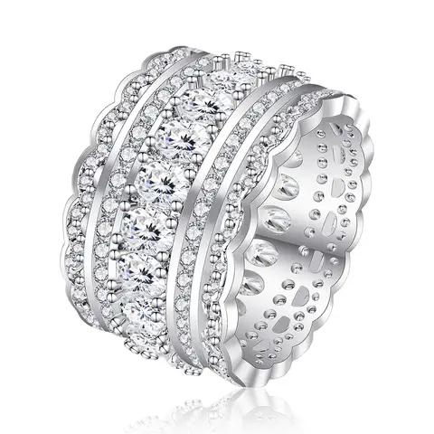 Europe and the United States Light Luxury Full of Diamonds Micro-set Ring - Plated Brass jewelry made by BlueOne Jewelry