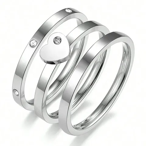 Europe and the United States Light Luxury High-level Titanium Steel Ring Stacking Ring Set - Stainless Steel jewelry made by BlueOne Jewelry