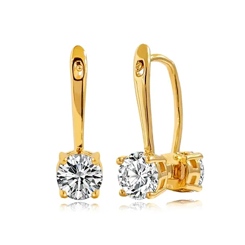 Double Head Zirconia Earrings Buckle Earrings Female 18K Gold - Plated Brass jewelry made by BlueOne Jewelry