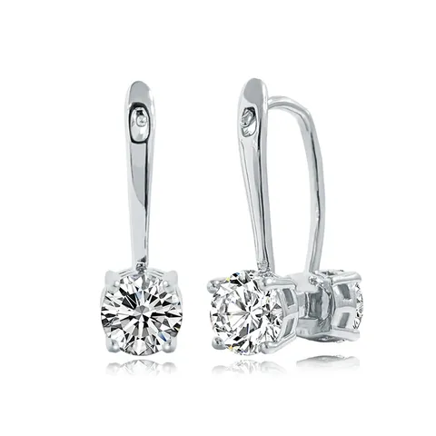 Double Head Zirconia Earrings White Gold Women’s Button Earrings - Plated Brass jewelry made by BlueOne Jewelry