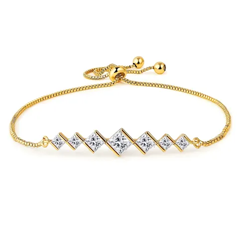 Europe and the United States Fashion Simple Square Zircon Bracelet Female - Plated Brass jewelry made by BlueOne Jewelry