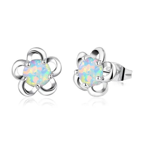 Europe and the United States Opal Earrings Luxury Flowers Creative Imitation - Plated Brass jewelry made by BlueOne Jewelry