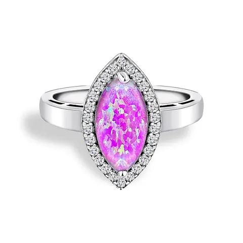 Europe and the United States Ladies Imitation Australian Gemstone Ring Artificial in White Gold Plated - Brass jewelry made by BlueOne Jewelry