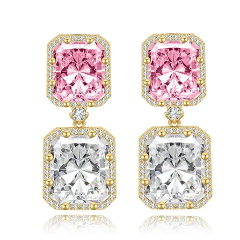 Europe and the United States Retro Senior Square Sugar Earrings Simple - Plated Brass jewelry made by BlueOne Jewelry