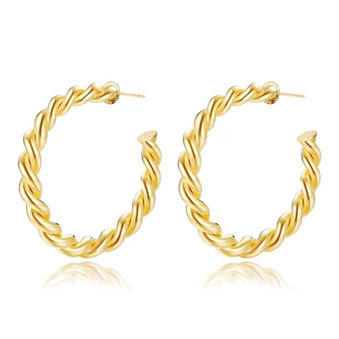 Europe and the United States Stainless Steel Earrings Gold-plated C-shaped Twist - Stainless Steel jewelry made by BlueOne Jewelry