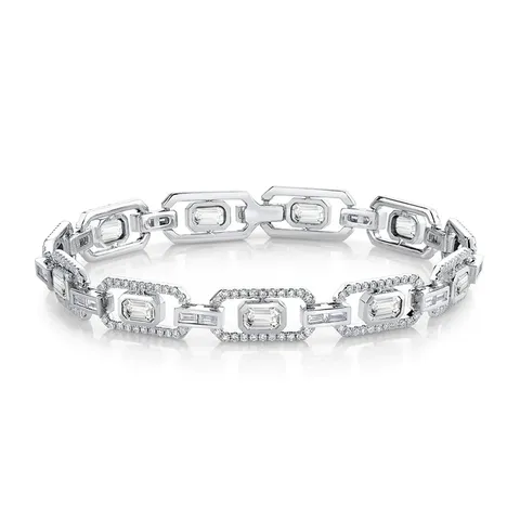 Europe and the United States Style Flat Rectangular Zircon Bracelet Simple - Plated Brass jewelry made by BlueOne Jewelry