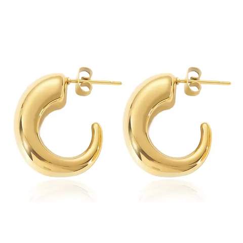 Europe and the United States Temperament Simple O-shaped Gradient Line Diameter Stud Earrings - Stainless Steel jewelry made by BlueOne Jewelry