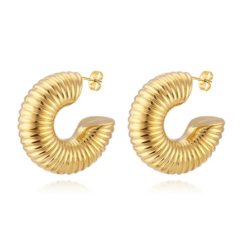 Europe and the United States Wind Gold Circle Earrings Female Large - Plated Brass jewelry made by BlueOne Jewelry