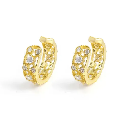 Europe and the United States Wind Lace Zirconia High-quality Personalized Ear Stud Earrings - Plated Brass jewelry made by BlueOne Jewelry