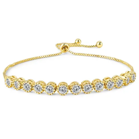 Europe and the United States Women’s Models Hip-hop Stretch Adjustable Full Charm Bracelet - Plated Brass jewelry made by BlueOne Jewelry