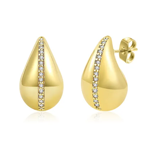 European & American Diamond-studded Teardrop Earrings Steel Studs Arrivals Creative Luxurious - Plated Brass jewelry made by BlueOne Jewelry