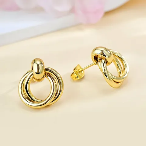 European & American Earrings Fashion-forward Design: Metallic Retro Statement Studs Versatile - Plated Brass jewelry made by BlueOne Jewelry