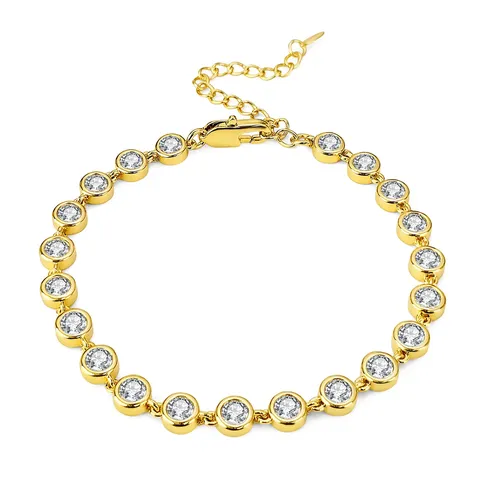 European & American Arrivals Light Luxury Elegant Versatile Accessories White Zircon Charm Bracelet - Plated Brass jewelry made by BlueOne Jewelry