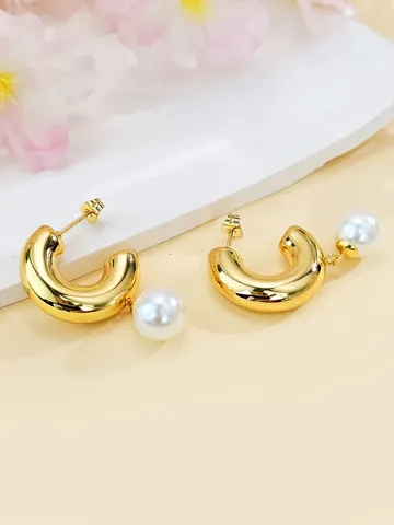 European & American Instagram-inspired Fashion Niche Luxury Pearl Earrings Stainless Steel - Stainless Steel jewelry made by BlueOne Jewelry