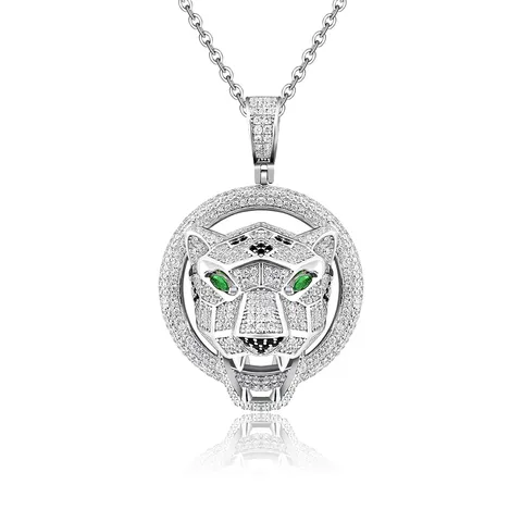 European and American Wind Leopard Full Diamond Personality Necklace Adjustable Chain Y-Necklace - Plated Brass jewelry made by BlueOne Jewelry