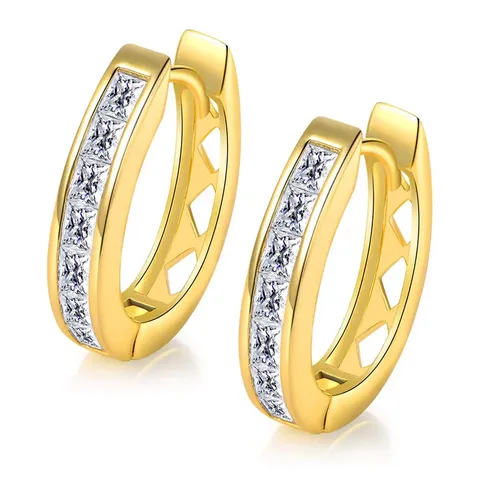 Fashion Cubic Zircon Earrings Women Simple Temperament Circle Earrings Niche Design - Plated Brass jewelry made by BlueOne Jewelry