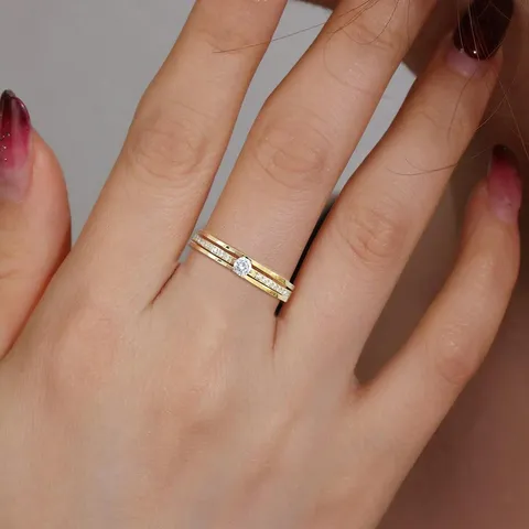 Fashion Models Full Star Ring Female Niche Design Couple Ring Full - Plated Brass jewelry made by BlueOne Jewelry