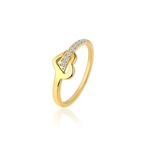 Fashion Simple Skeleton Love Heart Ring Female Versatile Retro Diamonds Heart-shaped - Plated Brass jewelry made by BlueOne Jewelry