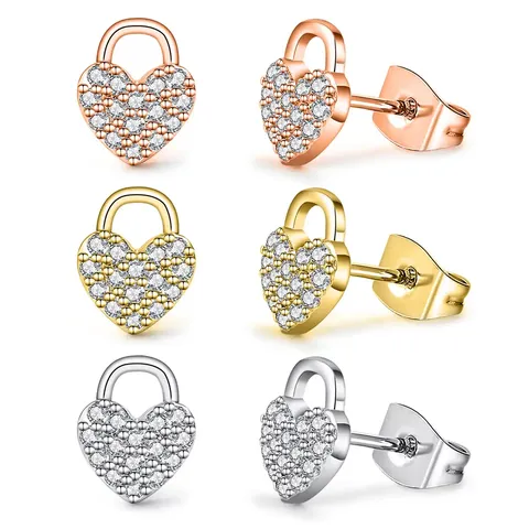 Fashion Stainless Steel Full Diamond Earrings Love Earrings - Stainless Steel jewelry made by BlueOne Jewelry