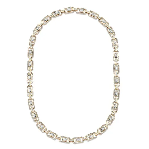 Flat Rectangular Zirconia Necklace Simple Atmosphere Europe and the United States - Plated Brass jewelry made by BlueOne Jewelry