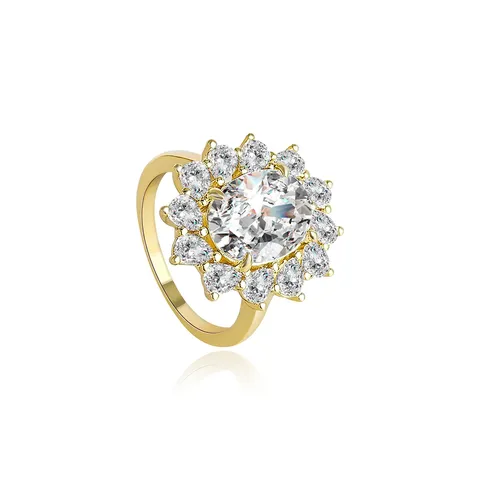 Models Full of Diamond Row Ring Niche High-level Europe and the - Plated Brass jewelry made by BlueOne Jewelry