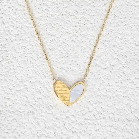 French Light Luxury Love Necklace Female Niche Design Versatile Shell Inlaid Collarbone Chain - Stainless Steel jewelry made by BlueOne Jewelry