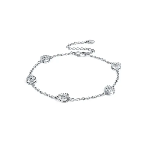 Goddess Sweet Love Heart Luxury Cubic Zircon Bracelet Hundred Jewelry - Plated Brass jewelry made by BlueOne Jewelry