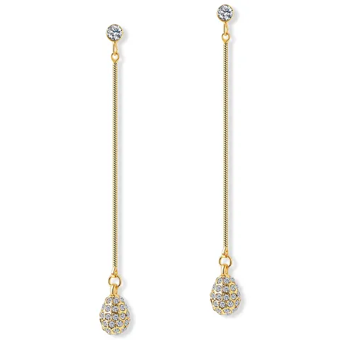 Golden Years 2025 Summer Personalized Cubic Zircon Earrings Long Drops Tassel in 18K Gold Plated - Plated Brass jewelry made by BlueOne Jewelry