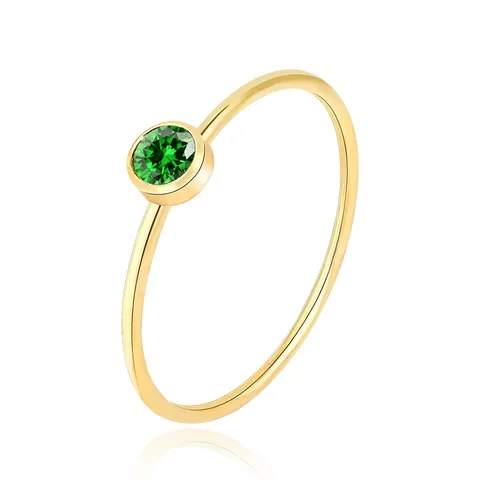 Green Zirconia Ring Ladies Fashion Stainless Steel Ring Niche Simple Tail - Stainless Steel jewelry made by BlueOne Jewelry