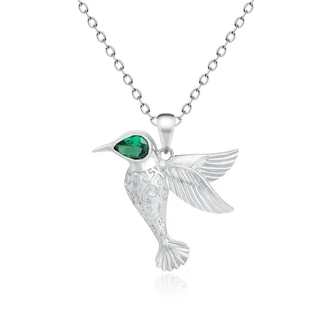 Green Zirconium Bird Pendant Women’s Light Luxury Niche Design Personalized Fashion Pendant Necklace - Plated Brass jewelry made by BlueOne Jewelry