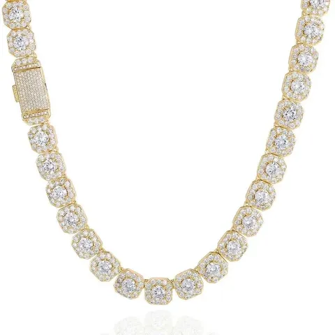 Hip Hop Jewelry Square Ice Candy Chain Zirconia Necklace Men’s Necklaces - Plated Brass jewelry made by BlueOne Jewelry