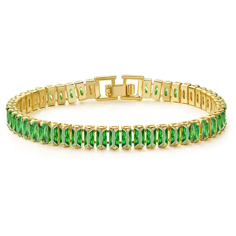 Models Bracelets Real Gold-plated Green Zirconia Jewelry Pull-out Bracelet Female - Plated Brass jewelry made by BlueOne Jewelry