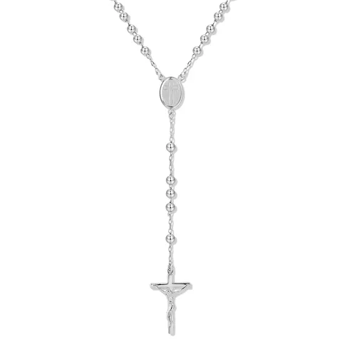 Round Bead Necklace Titanium Steel Virgin Cross Stainless Steel 3mm Buddha - Stainless Steel jewelry made by BlueOne Jewelry