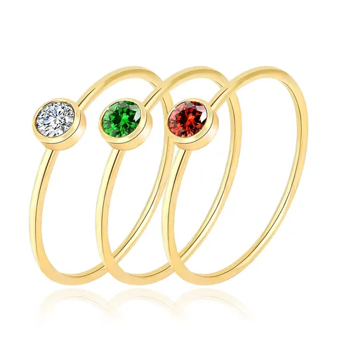 Huanmu Emerald Red Zirconia Ring Women’s Fashion Stainless Steel Rings Niche - Stainless Steel jewelry made by BlueOne Jewelry