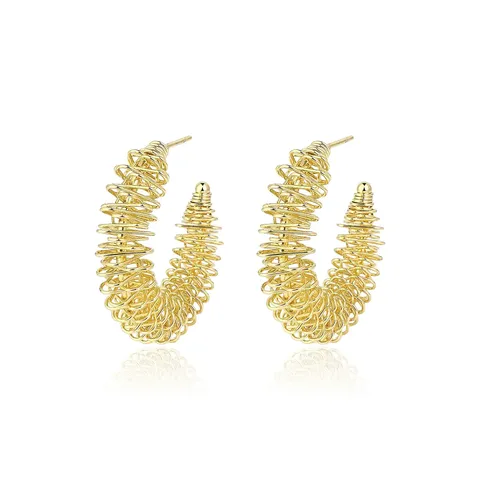 Japan and South Korea Sales Spiral Half-moon Stainless Steel Wire Small Earrings - Stainless Steel jewelry made by BlueOne Jewelry