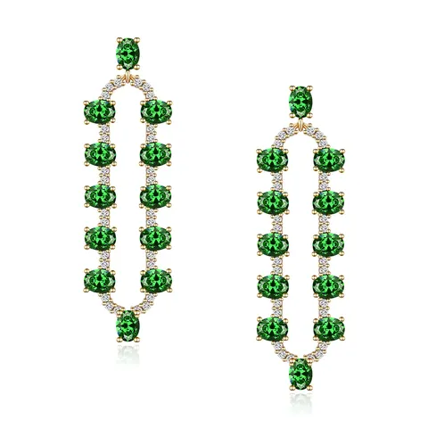 Jewelry Simple Geometric Oval Micro-set Full of Zirconium Earrings Korean Niche - Plated Brass jewelry made by BlueOne Jewelry