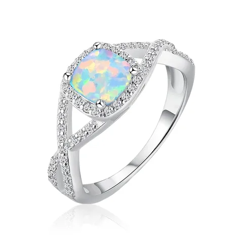 Jewelry Silver Ring European and American Color Series Synthetic Opal Ring - Plated Brass jewelry made by BlueOne Jewelry